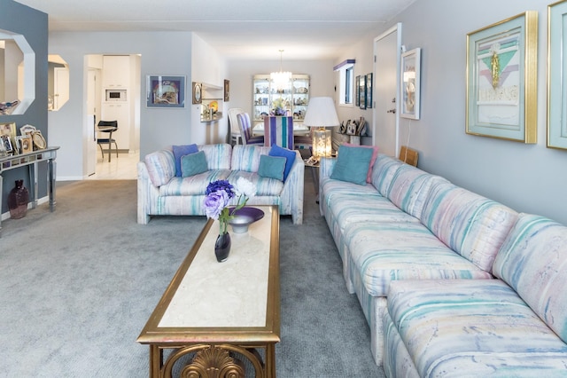 10411 Cedar Lake Rd Unit 301, Minnetonka, MN 55305 - living area with a chandelier and carpet floors