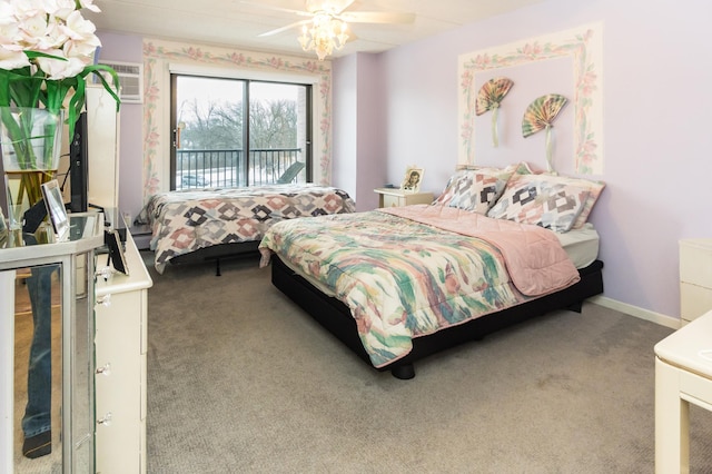 10411 Cedar Lake Rd Unit 301, Minnetonka, MN 55305 - carpeted bedroom featuring ceiling fan and a wall mounted air conditioner