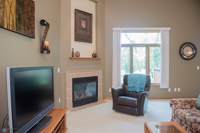 3220 40th Ave S Unit D, Fargo, ND 58104 - living area featuring carpet and a tile fireplace