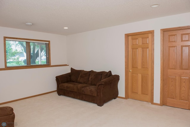 3220 40th Ave S Unit D, Fargo, ND 58104 - living area featuring baseboards, recessed lighting, light colored carpet, and a textured ceiling