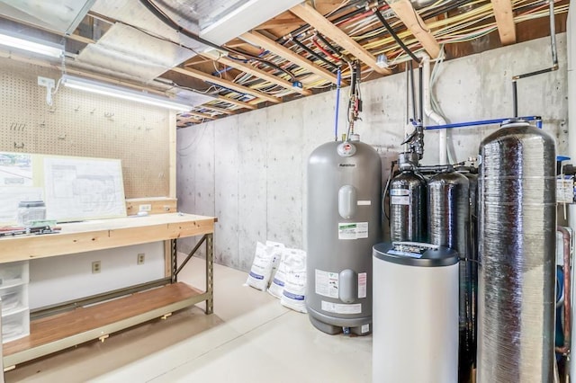 utility room with water heater