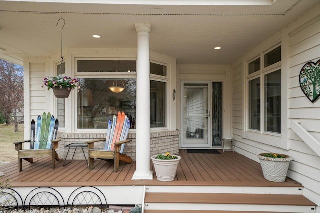 deck with a porch