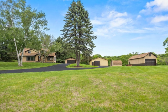 2591 Carver Ave E, Maplewood, MN 55119 - view of green lawn with a detached garage and an outdoor structure