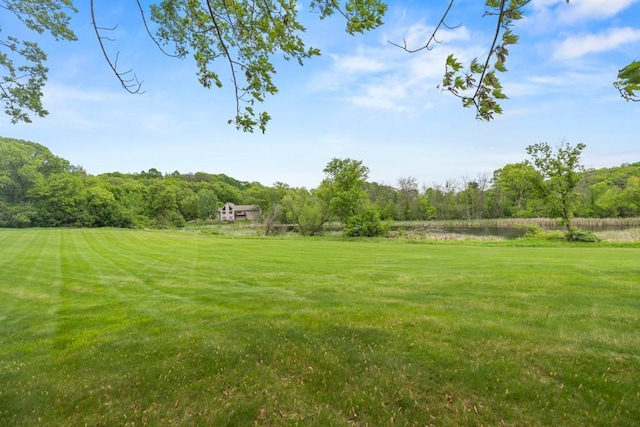 2591 Carver Ave E, Maplewood, MN 55119 - view of grassy yard with a water view and a forest view