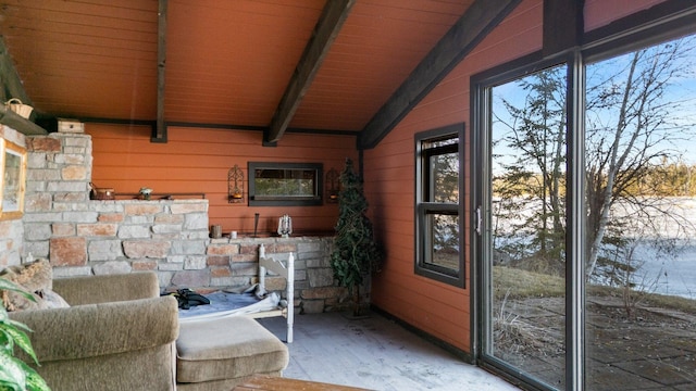 45570 Star Lake Rd, Marcell, MN 56657 - sunroom featuring a wealth of natural light and beamed ceiling