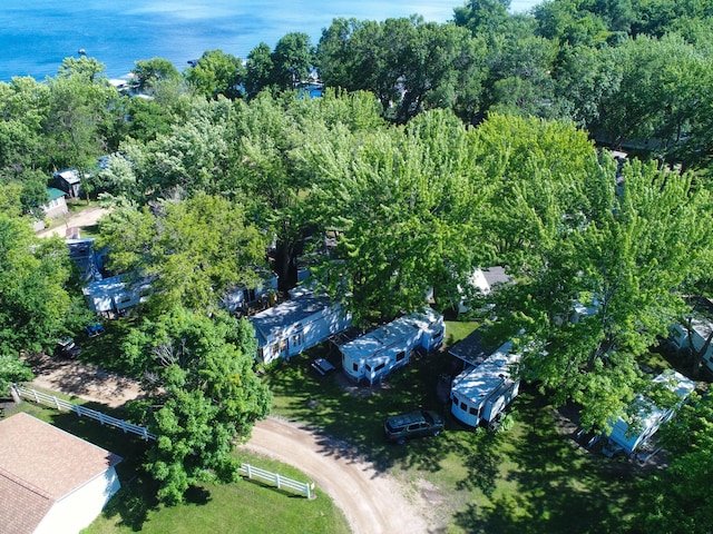 bird's eye view featuring a water view