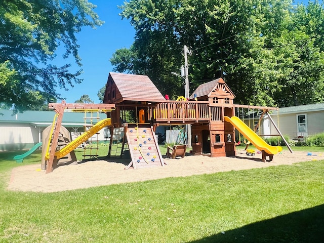 view of playground featuring a yard