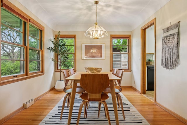 9017 31st St, Saint Louis Park, MN 55426 - dining space featuring a chandelier and light wood-style floors