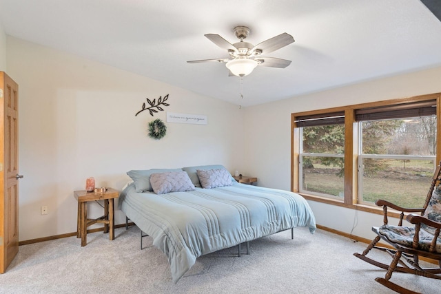 34115 Malmberg Ave, Chisago Lake Twp, MN 55045 - bedroom with light colored carpet, ceiling fan, and lofted ceiling
