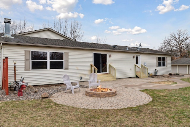 34115 Malmberg Ave, Chisago Lake Twp, MN 55045 - rear view of property with entry steps, a patio area, and a yard