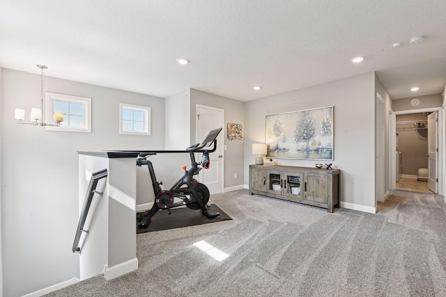 9444 Bridle Way, Victoria, MN 55386 - exercise area featuring carpet flooring, baseboards, and recessed lighting