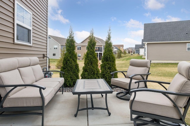 9444 Bridle Way, Victoria, MN 55386 - view of patio featuring an outdoor living space and a residential view