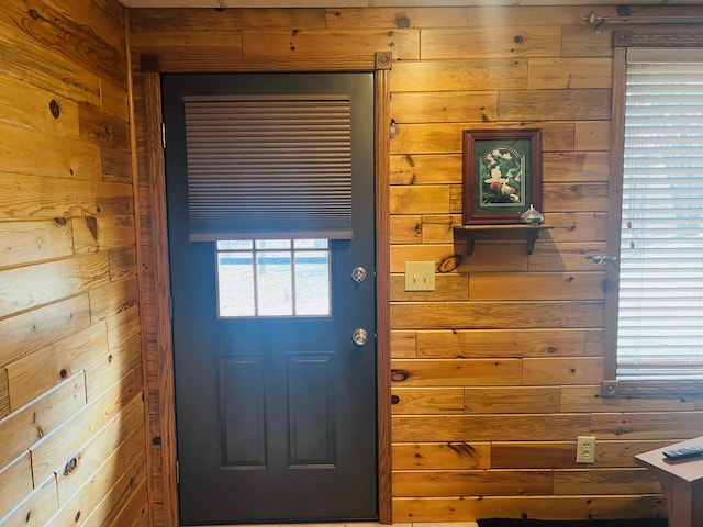 10822 Steamboat Loop NW, Walker, MN 56484 - doorway to outside featuring wooden walls