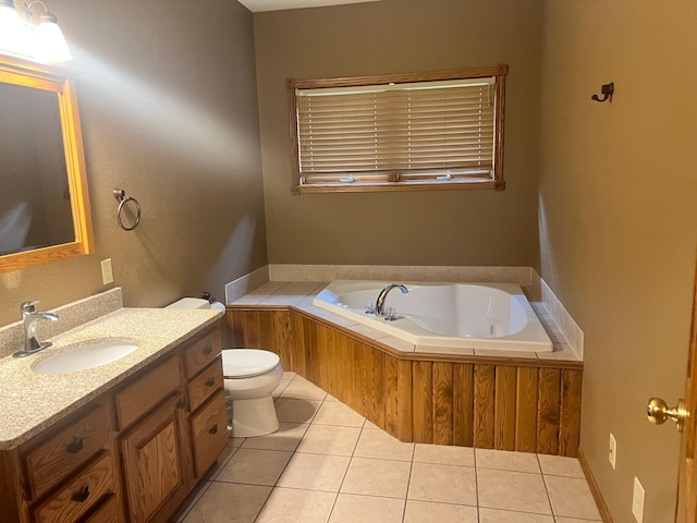 10822 Steamboat Loop NW, Walker, MN 56484 - bathroom with vanity, a whirlpool tub, and tile patterned floors