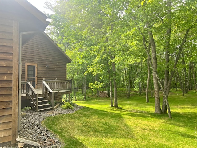 10822 Steamboat Loop NW, Walker, MN 56484 - view of green lawn with a wooden deck