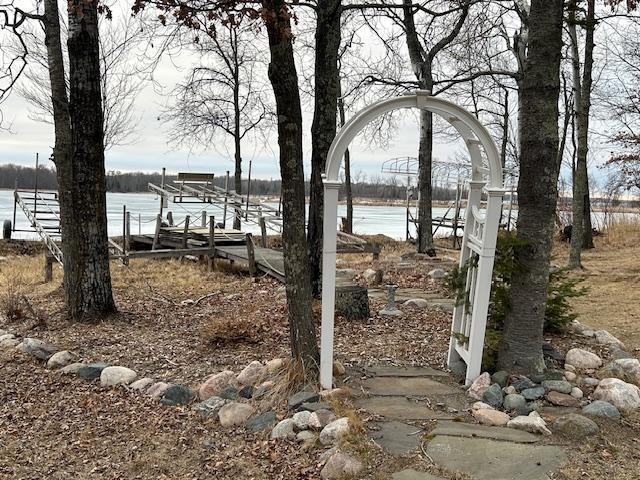 54966 Rainbow Rd, Sand Lake Twp, MN 56636 - view of yard featuring a water view and a boat dock