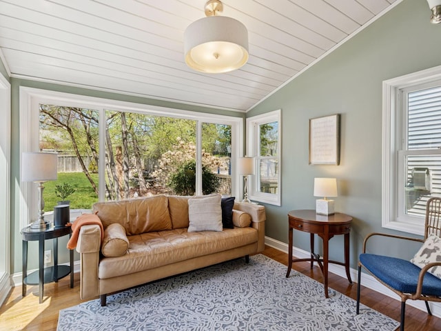 sunroom with vaulted ceiling