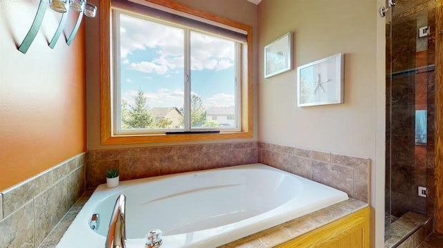 11373 Balsam Way, Woodbury, MN 55129 - bathroom featuring a tile shower and a bath