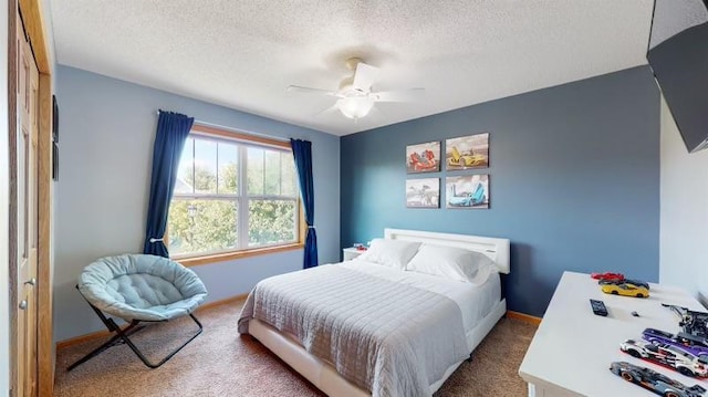 11373 Balsam Way, Woodbury, MN 55129 - carpeted bedroom featuring a textured ceiling, ceiling fan, and baseboards