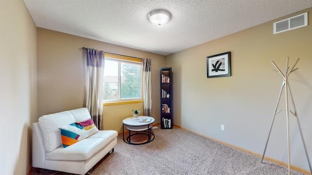 11373 Balsam Way, Woodbury, MN 55129 - living area with visible vents, carpet floors, and a textured ceiling