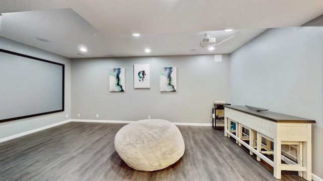 11373 Balsam Way, Woodbury, MN 55129 - home theater room with baseboards, recessed lighting, and wood finished floors