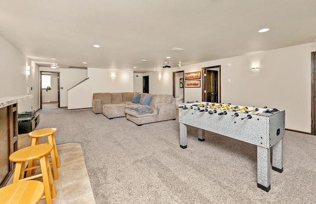 1408 72nd Ave S, Fargo, ND 58104 - game room with light carpet, recessed lighting, and baseboards