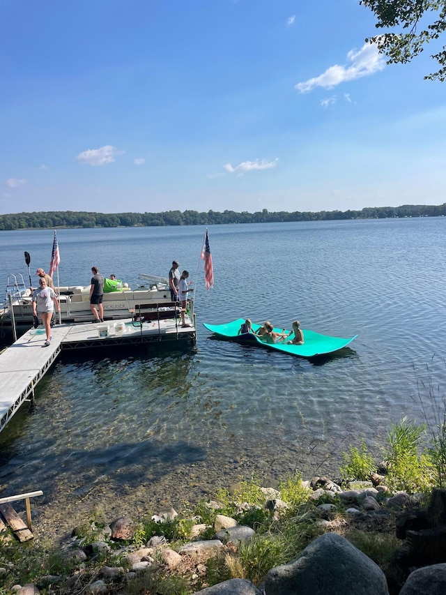 dock area featuring a water view