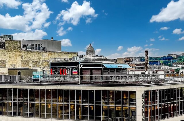 view of building exterior with a view of city