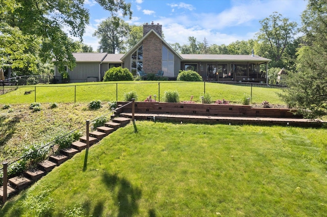 view of yard with fence
