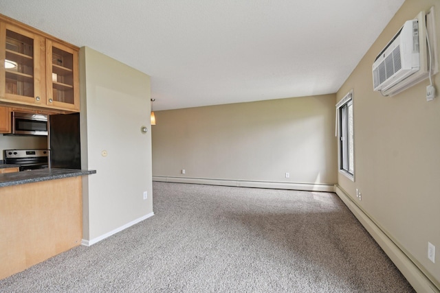 4110 Rahn Rd Unit 124, Eagan, MN 55122 - unfurnished living room with carpet floors, a wall mounted AC, baseboard heating, and a baseboard heating unit
