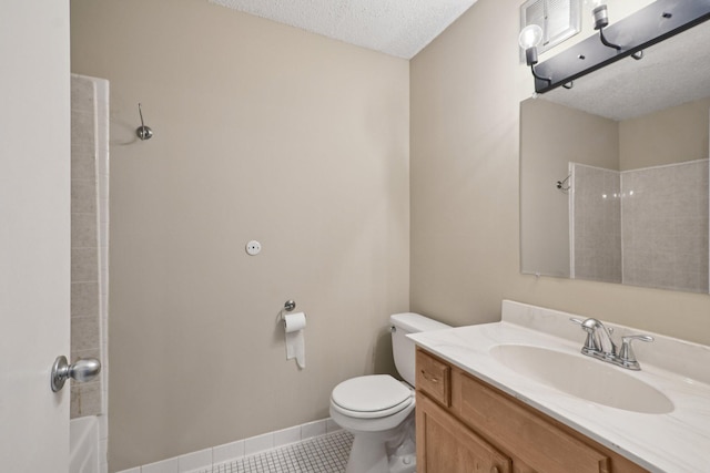 4110 Rahn Rd Unit 124, Eagan, MN 55122 - full bathroom with vanity, tile patterned floors, a textured ceiling, and  shower combination