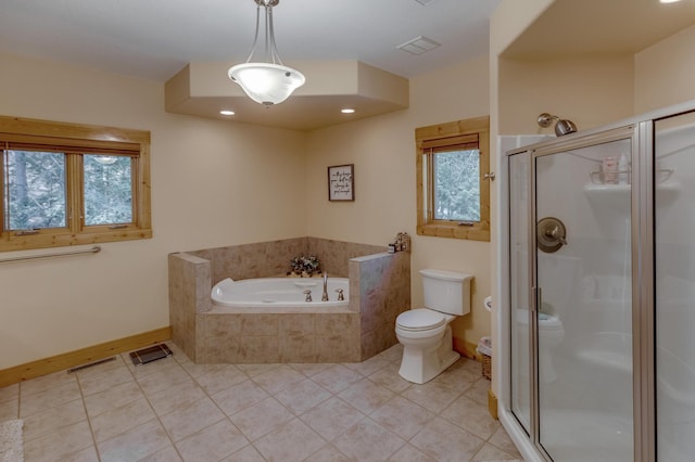 31690 Large Pine Trl, Laporte, MN 56461 - bathroom with a bath, tile patterned floors, toilet, and healthy amount of natural light