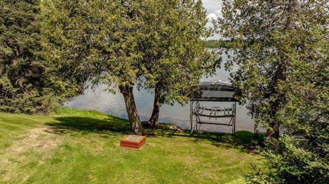 31690 Large Pine Trl, Laporte, MN 56461 - water view featuring boat lift and a dock
