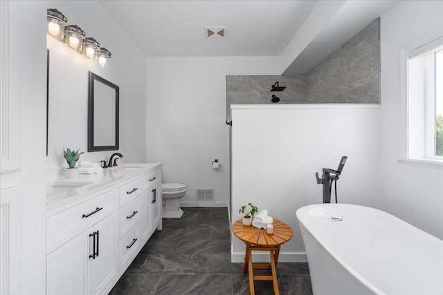15210 Painters Lane Cir N, West Lakeland Twp, MN 55082 - full bath featuring double vanity, a freestanding tub, walk in shower, toilet, and baseboards