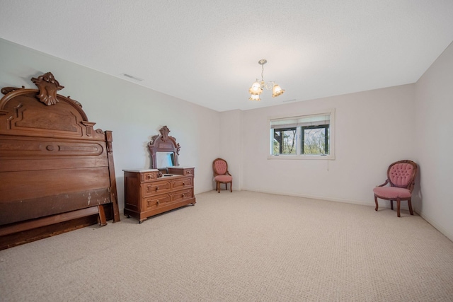 12446 190th St, Page Twp, MN 56353 - bedroom with light colored carpet and a chandelier