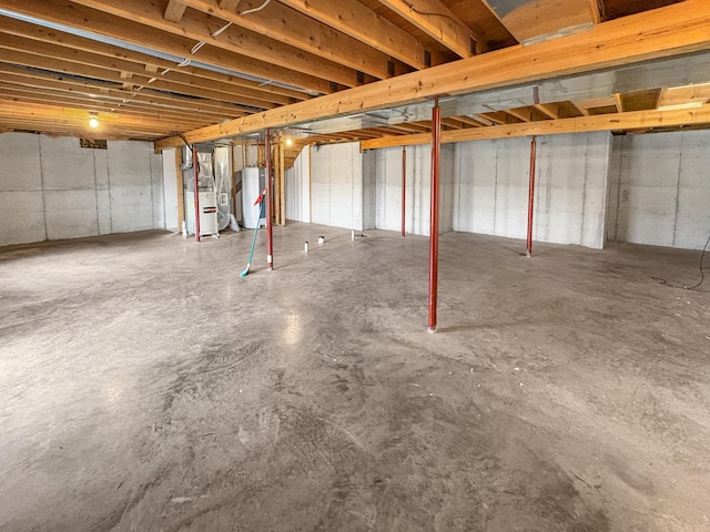 unfinished below grade area with water heater