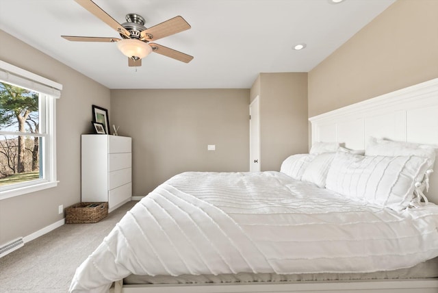 312 Walnut St, Taylors Falls, MN 55084 - carpeted bedroom with a ceiling fan, baseboards, and recessed lighting