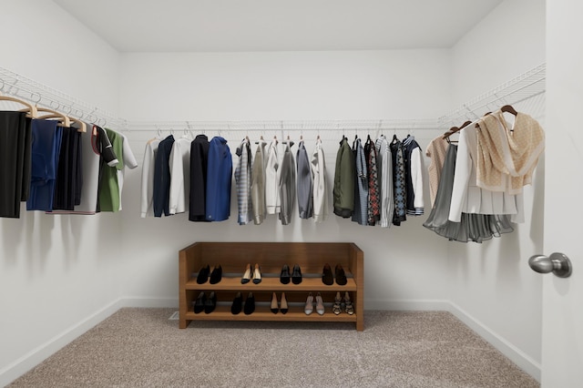 spacious closet with carpet floors