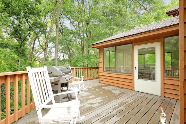 655 Trails End Rd, Minnetrista, MN 55364 - wooden deck featuring view of scattered trees