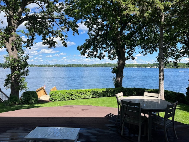 3008 Highland Blvd, Mound, MN 55364 - wooden terrace with a water view and outdoor dining space