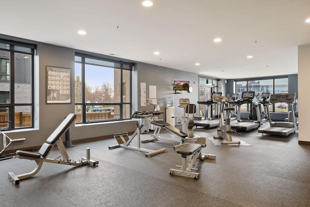 3104 Lake St Unit 410, Minneapolis, MN 55416 - workout area with recessed lighting and baseboards