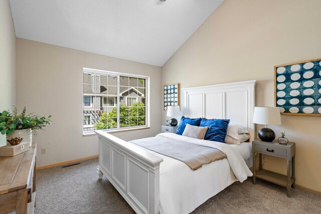 15625 24th Ave N Unit G, Plymouth, MN 55447 - bedroom with light carpet, baseboards, and high vaulted ceiling