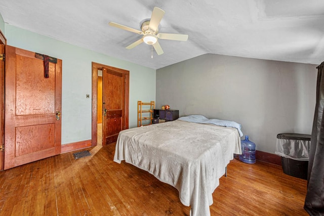 32673 Rosewood Ln, Saint Peter, MN 56082 - bedroom with wood finished floors, lofted ceiling, and a ceiling fan
