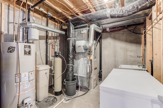 utilities with washer / clothes dryer and water heater