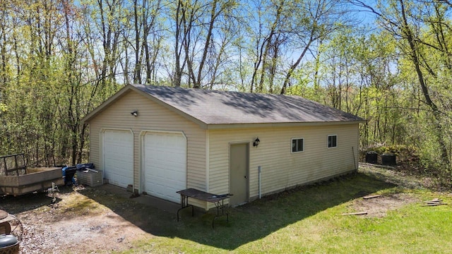 view of detached garage
