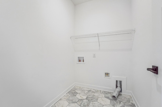 laundry area with baseboards, electric dryer hookup, laundry area, and washer hookup