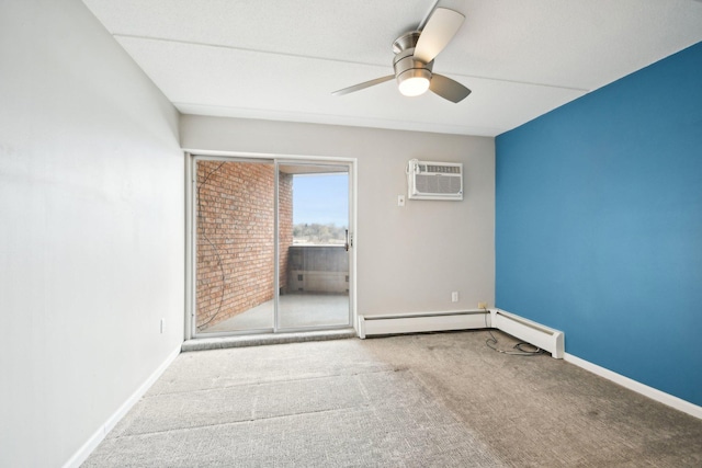 329 Geneva Ave N Unit 212, Oakdale, MN 55128 - carpeted spare room with a wall unit AC, a baseboard heating unit, baseboards, and a ceiling fan