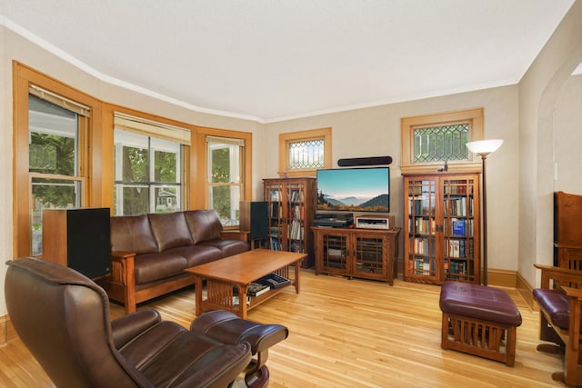 1757 Minnehaha Ave W, Saint Paul, MN 55104 - living area with light wood-type flooring and ornamental molding