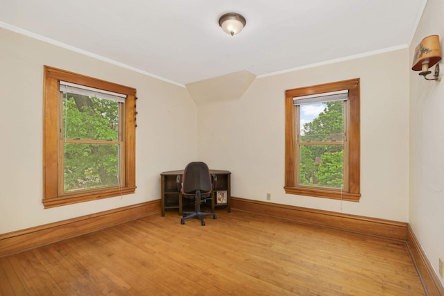 1757 Minnehaha Ave W, Saint Paul, MN 55104 - office space featuring healthy amount of natural light, hardwood / wood-style floors, ornamental molding, and baseboards