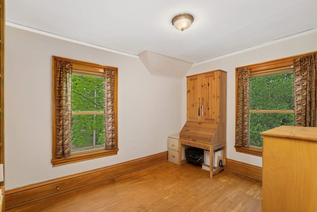 1757 Minnehaha Ave W, Saint Paul, MN 55104 - office with baseboards, light wood-type flooring, and crown molding